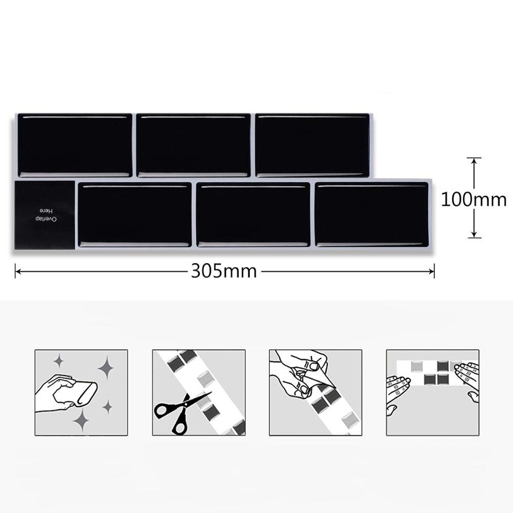 5 sheets -- Small Subway Tiles Strip Waterproof Bathroom Wall Sticker: BW58S-5 sheets