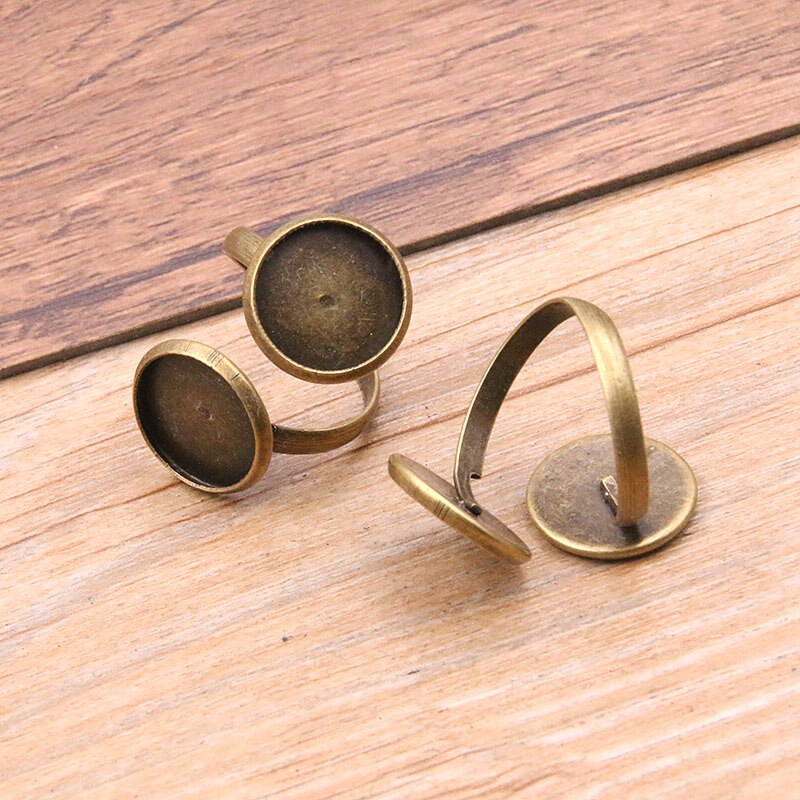 10Pcs/lot 6 Style Simple 10-20mm Adjustable Ring Bases Round Cabochon Blank DIY Rings Women Jewelry For Party: double 12mm