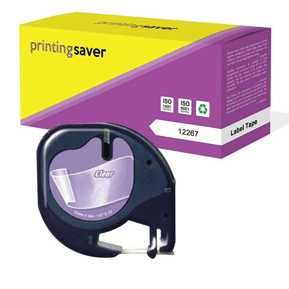 5x Mista Compatível 12 milímetros Preto no branco Fita Plástica Dymo Letratag LT 12267 91200 91201 91202 91203 91204 91205 para LT-100H: 5xBlack On Clear