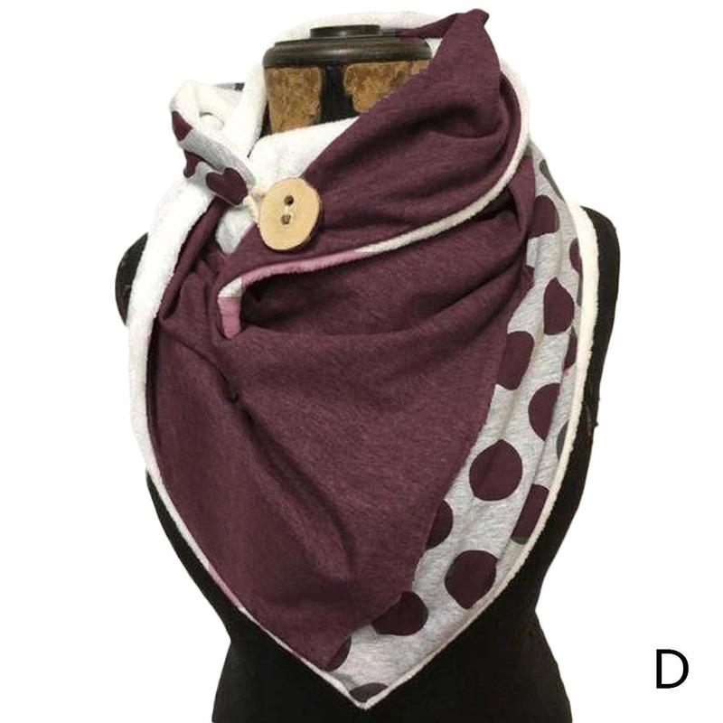 Femmes hiver épaissir grande écharpe surdimensionnée avec bouton crochet couleur unie côtelé Triangle châle bavoir: D