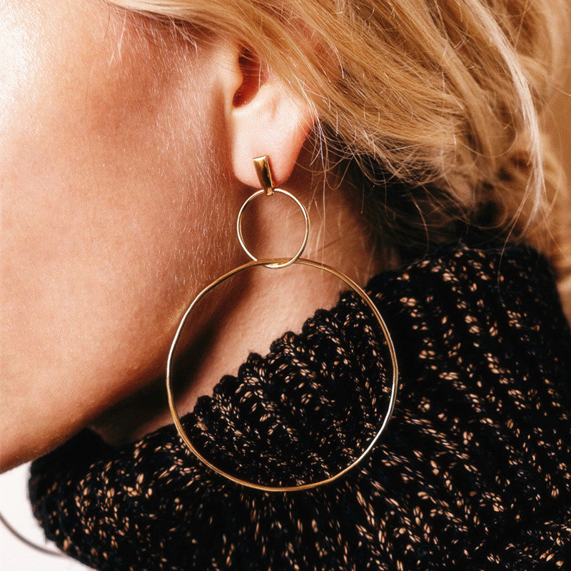 På smarte cirkulære øreringe bagpå hængende type kvinder rhinestone brincos øreringe bijoux smykker