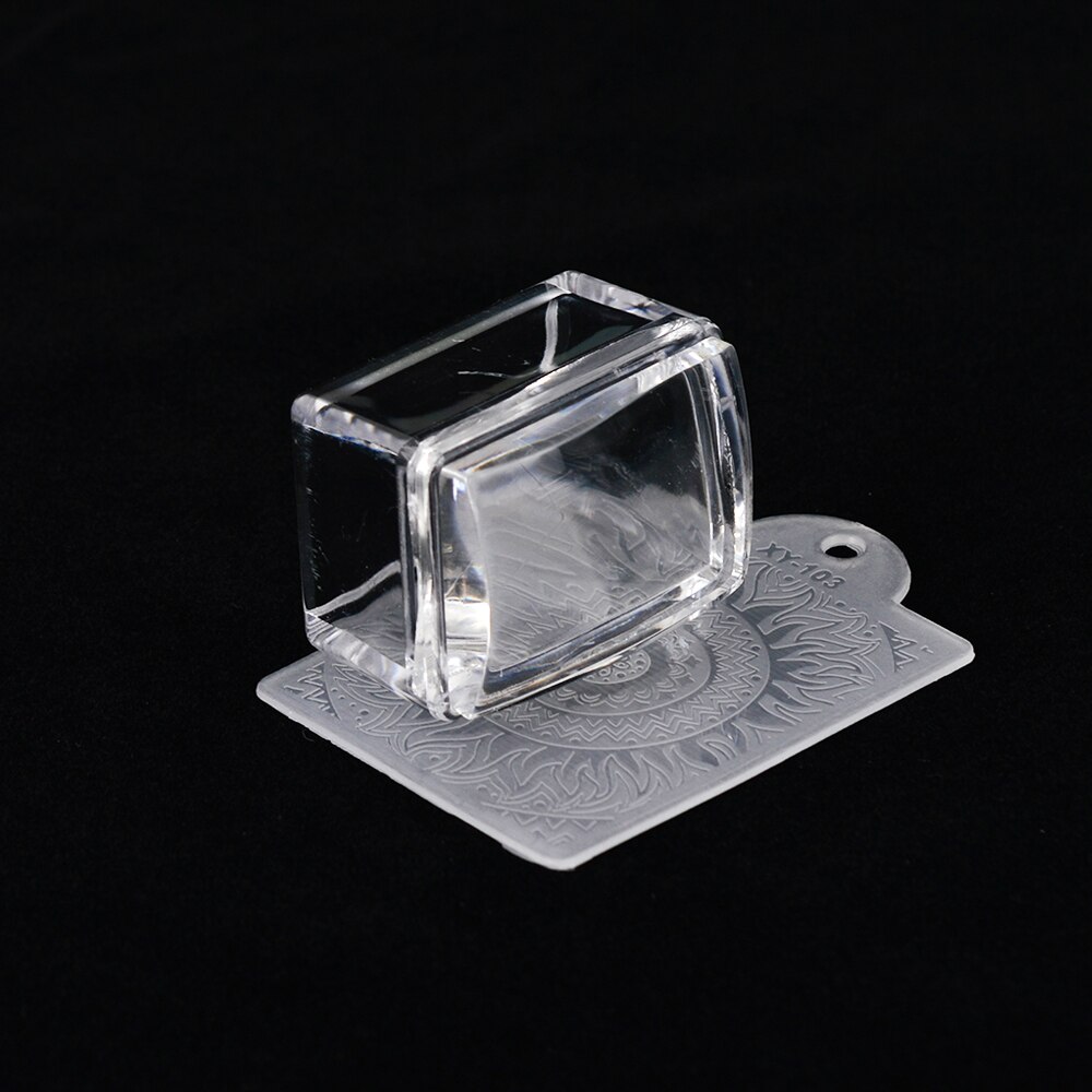 1 einstellen Französisch Nagel Stempel Mit Schaber Runde Silikon transparent Weichen Kopf Nagel Kunst Stempel Polnischen drucken Transfer Werkzeuge GL621: 622 klar