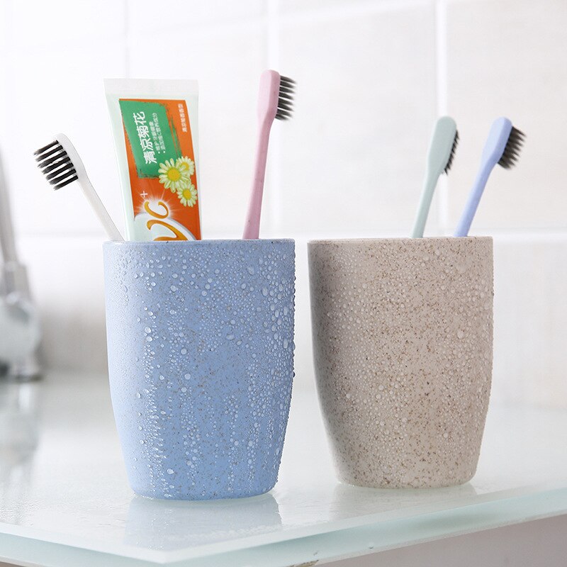 Gobelet de brosse à dents Portable Simple, 1 pièce, matériel de paille de blé, tasse de bain de bouche pour amoureux