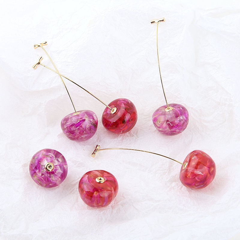 Dolce Sereno Resina Cherry Orecchini Chic Reale Fiore Secco di Frutta Rossa di Goccia Ciondola Gli Orecchini per Le Donne Dichiarazione Dei Monili Del Partito del Regalo