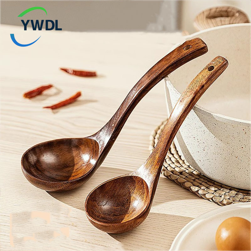 Teak Houten Pollepel Lepel Keuken Opscheplepel Met Achterhaken Non-stick Houten Soeplepel Voor Koken Serveren En Roeren