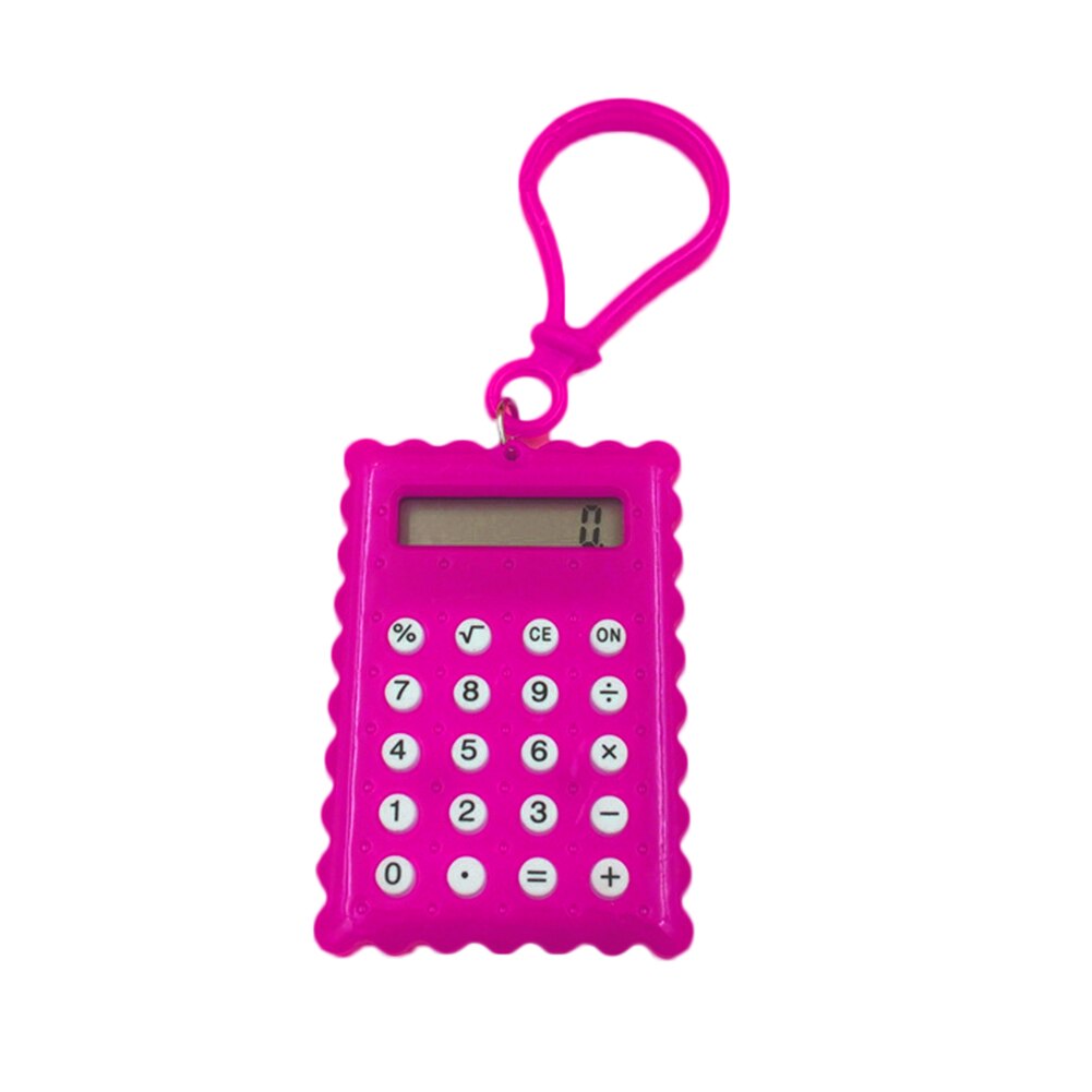 Portable Mini Calculators Keychain 8 Digits Electronic Calculator Battery Power Calculators School Student Calculating Tools: Pink