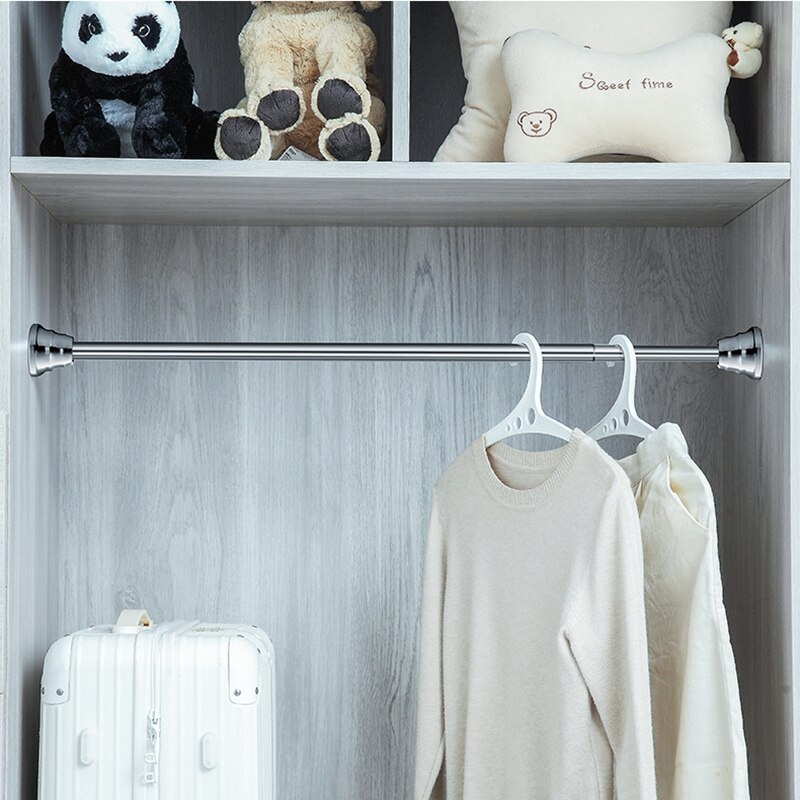 Punch Gratis Telescopische Stang Badkamer Douche Gordijn Staaf Droogrek Up En Down Brace Garderobe 70-130Cm