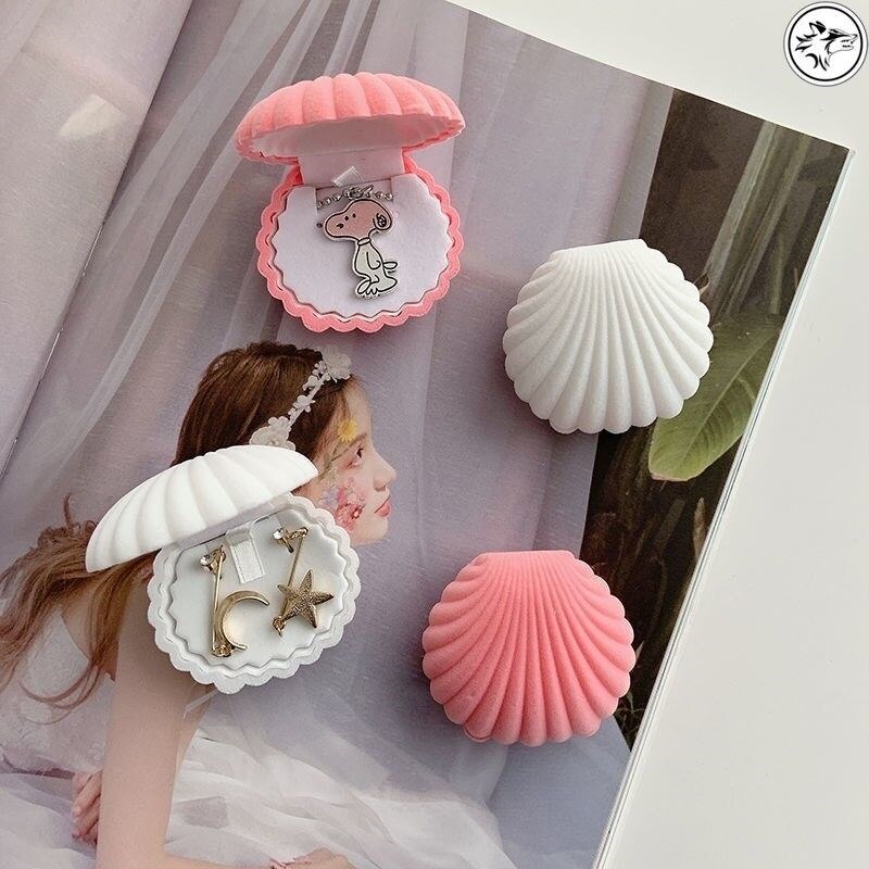 1 Stuk Mooie Fluwelen Schelpen Sieraden Doos Container Wedding Ring Doos Voor Oorbel Ketting Armband Display Box Houder 5 stijl