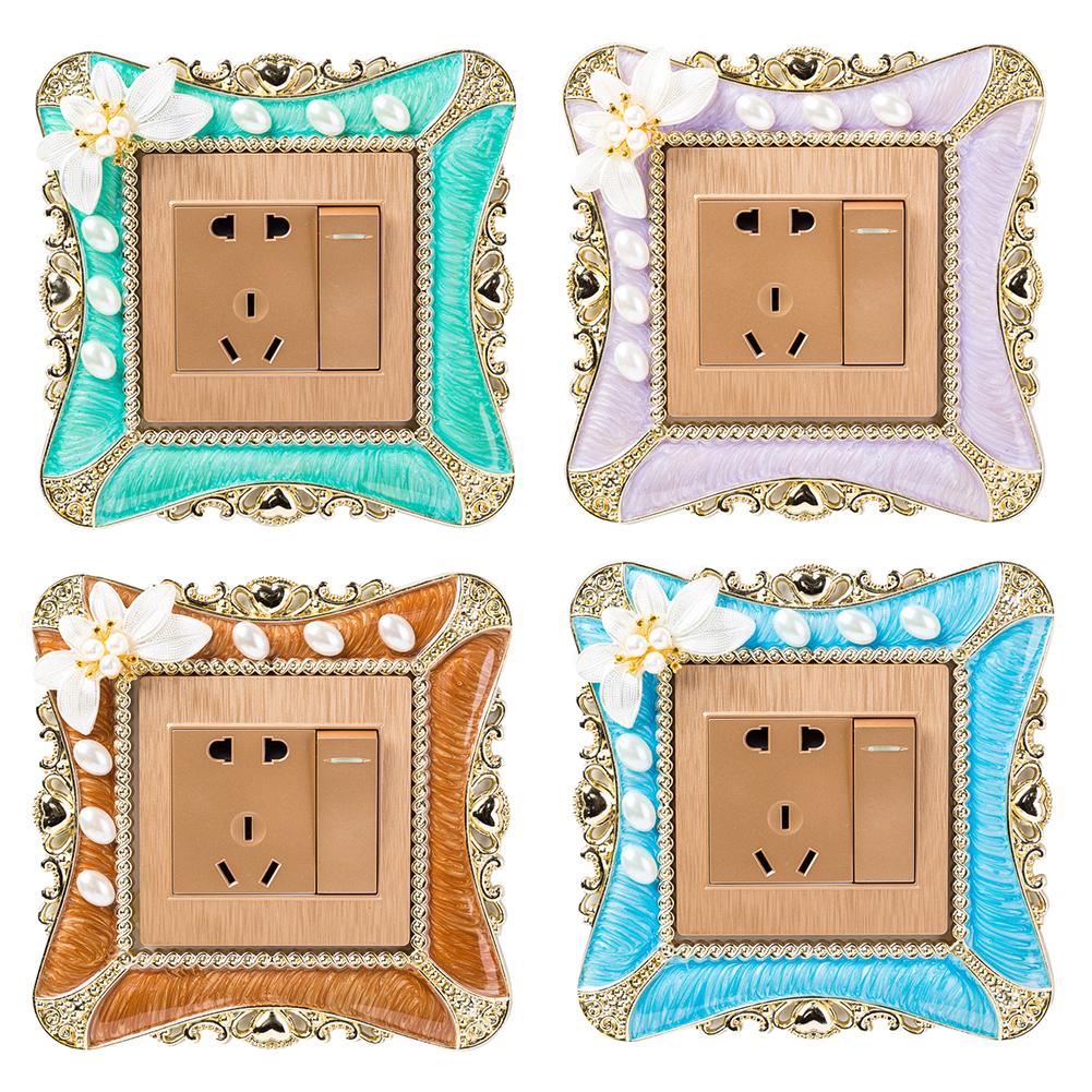 8.6*8.6cm Plastic Switch Sticker Square Switch Cover Wall Light Sockets Stickers DIY Wall Decor Switch Sleeve Home Decor