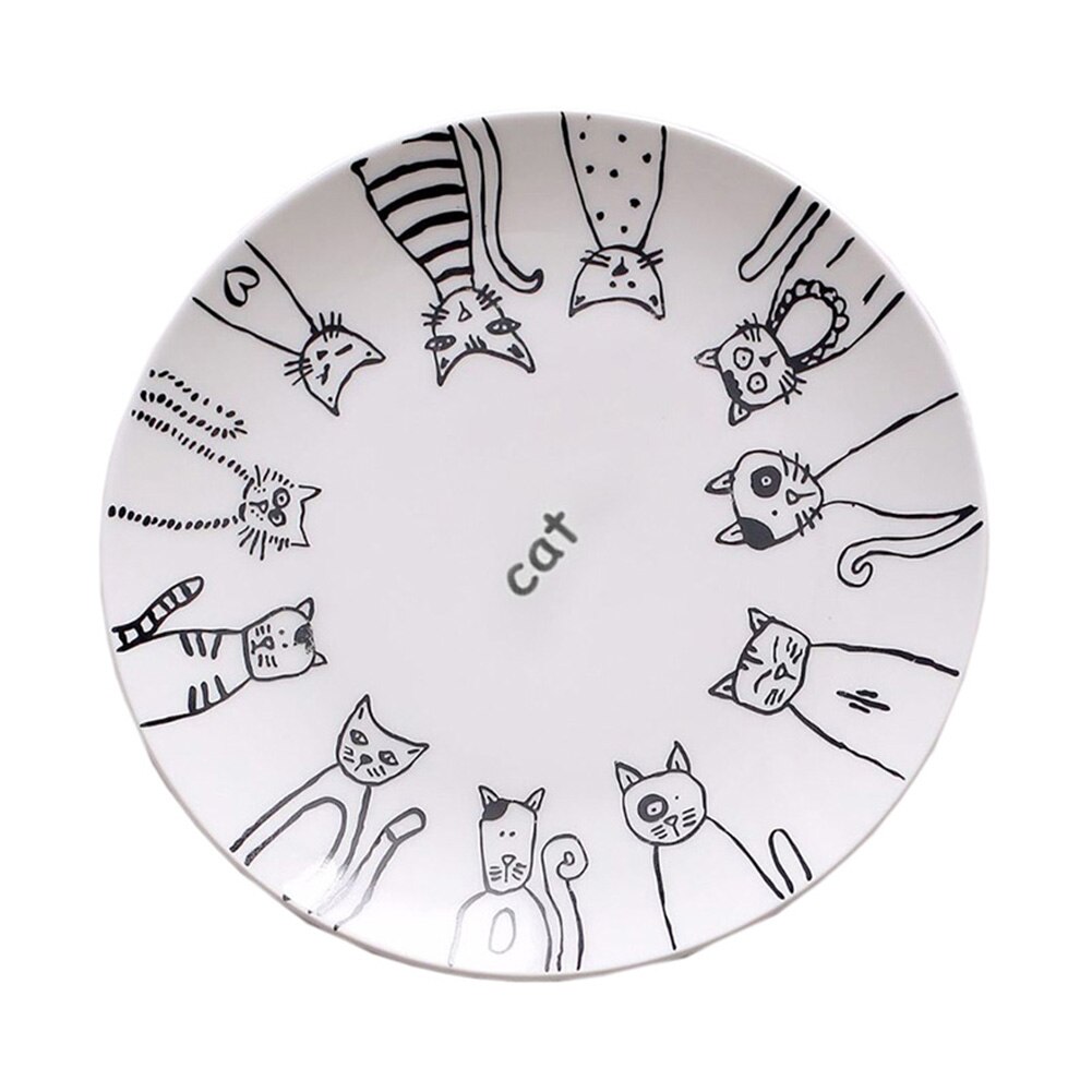 Cat Ceramic Plate Dinner Dessert Appetizer Salad Dish Steak Service Plates for Home Party TB: 6 inch