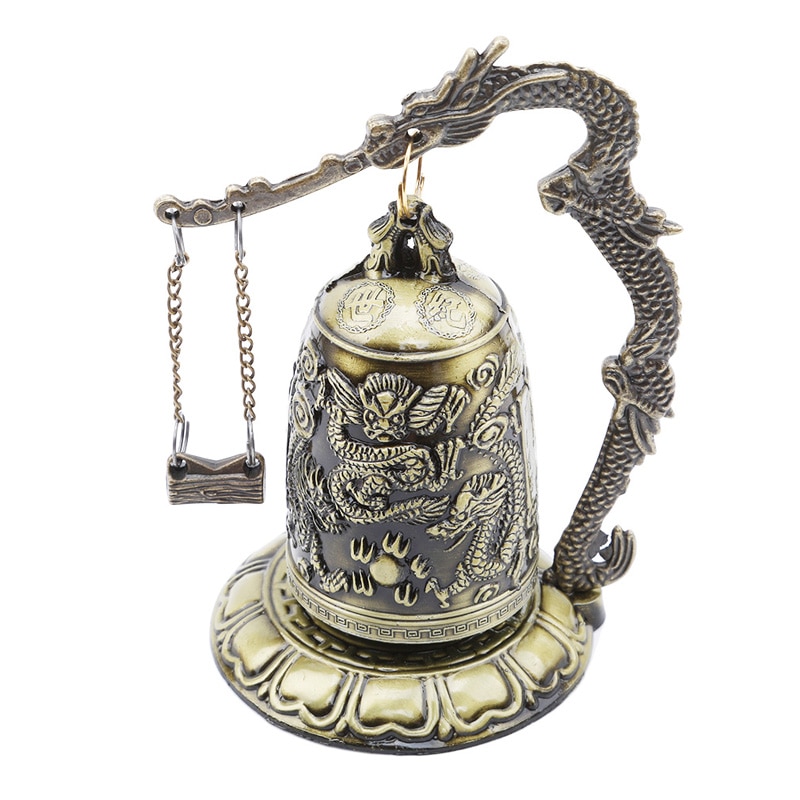 Utskåret antikk kina dragon bjelle asiatisk antikviteter kobber messing lotus buddha buddhisme kunst statue klokke hjem dekorativt håndverk