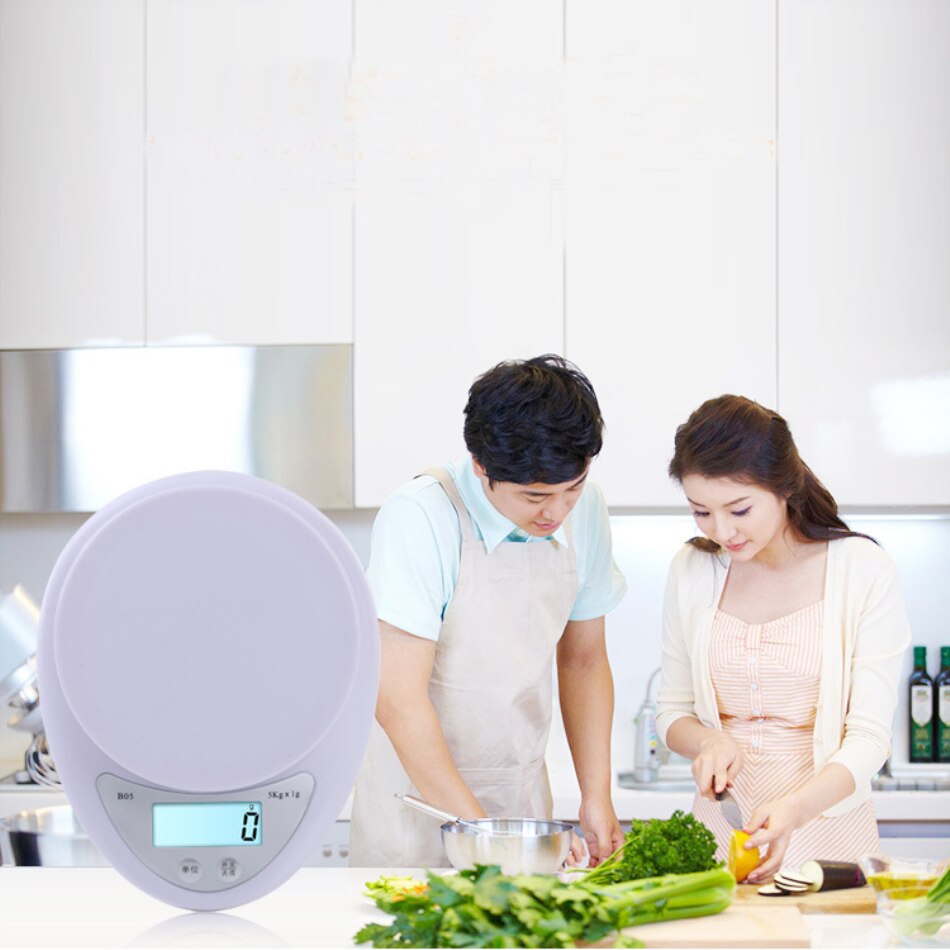 Bærbar digital køkkenvægt 3kg 0.1g 5kg 1g led elektronisk madvægt vægt vægt balance måling