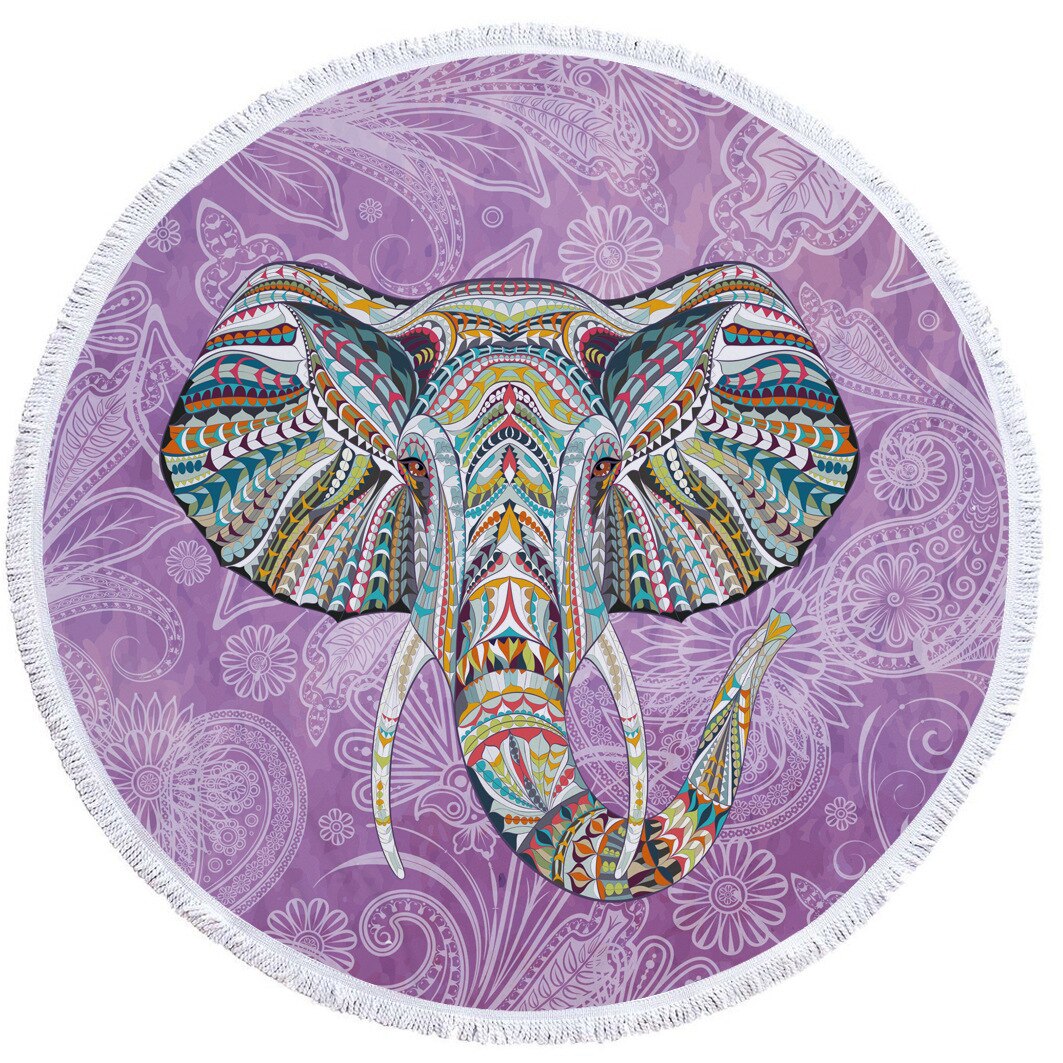150cm Cartoon Elephant Mandala Tapestry Wall Hanging Decoration Hippie Tapestry Beach Throw Rug Yoga Mat Travel Mattress