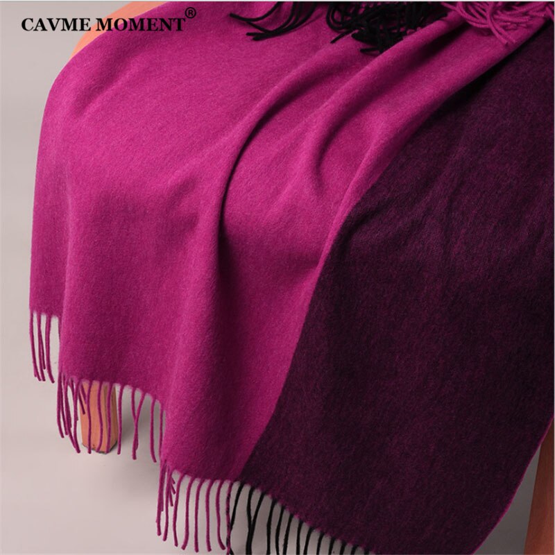 Cavme pink vinter uld tørklæde til kvinder patchwork sort farve damer ensfarvet uld lang tørklæde 300g 70*200cm