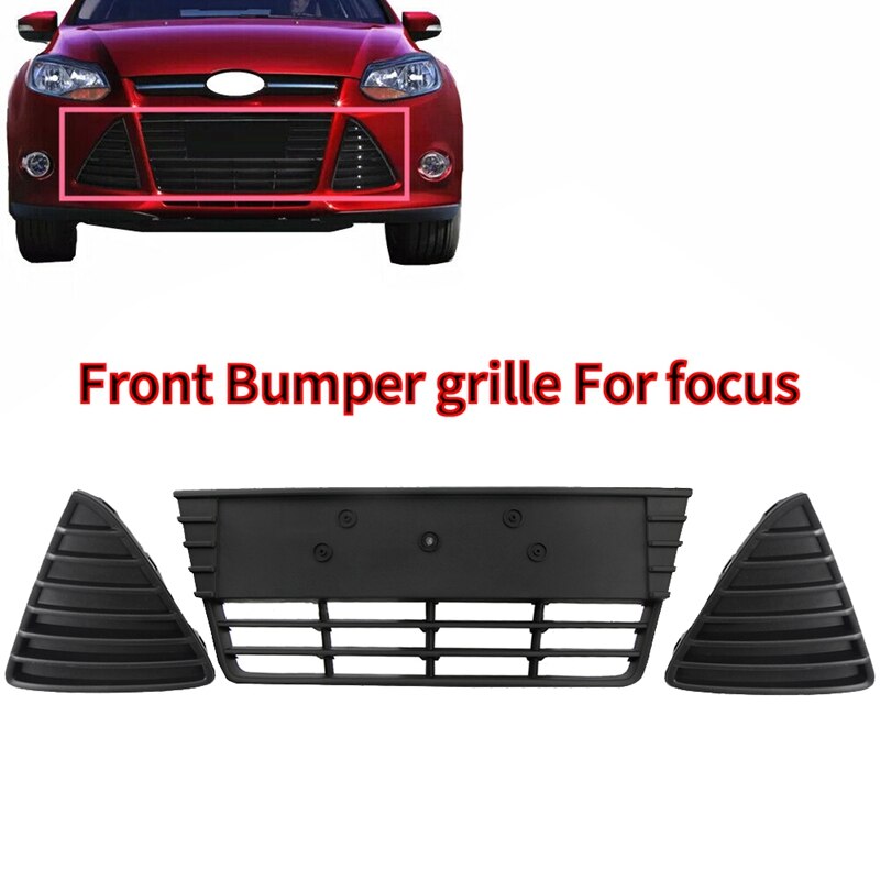 Front Bumper Lower+Left+Right Grille Cover Set of 3 for Ford Focus