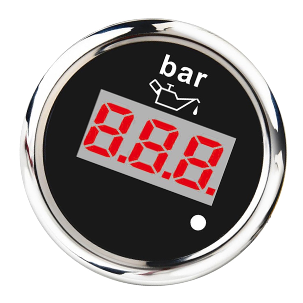 Electronic Universal Oil Pressure Press Gauge Meter 2inches 52mm 0BAR-10BAR for Car Vehicle Auto - Black
