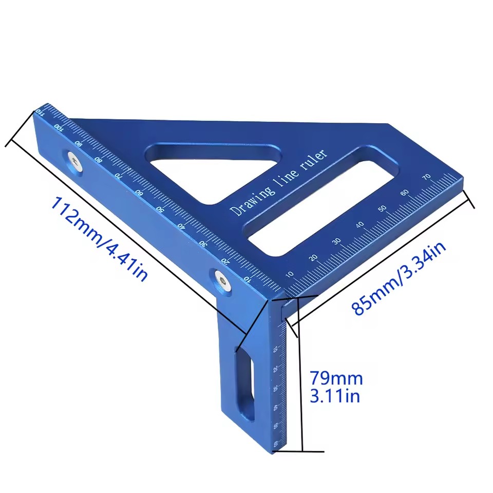 Precisie kunststof verstekdriehoeksliniaal 45 ° /90 ° Houtbewerking vierkante gradenboog 3D multifunctionele meetinstrumenten