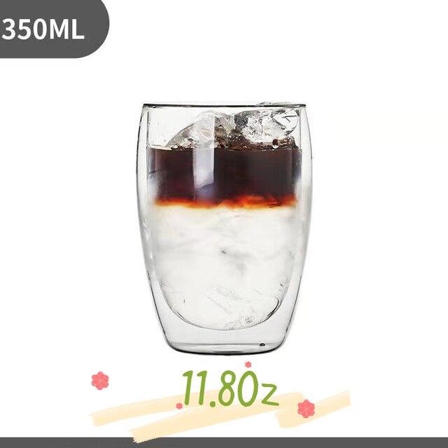 Double Wall Shot Wine Beer Glass Double Wall Espresso Coffee Cup Tea Set Cup 80-450ml Heat Resistant Teacup Glasses: 1PC-350ML