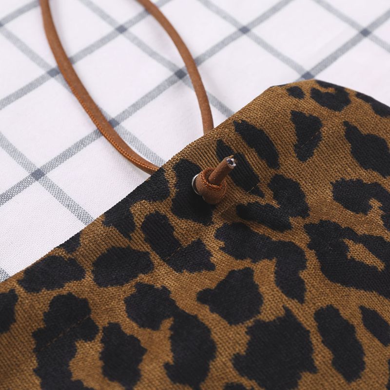 Saco de compras de veludo reutilizável bolsa de ombro padrão de leopardo