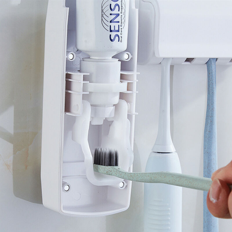 Distributeur automatique de dentifrice + 5 porte-brosse à dents ensemble support mural