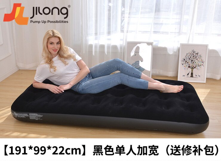 Flocking Comfortable Inflatable Air Bed PVC Portable Air Mattress Eco-friendly Outdoor Camping: Black 191x99x22CM