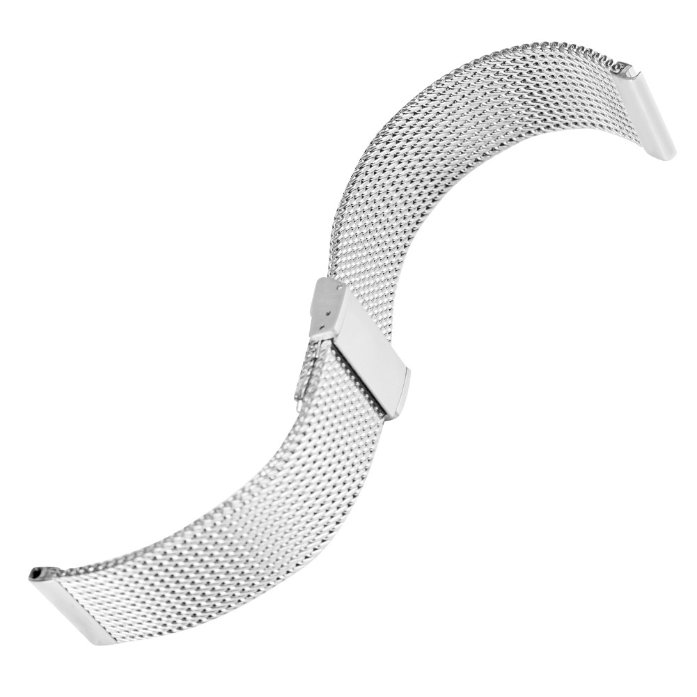 Silver rostfritt stål mesh klockarmband utsökt krok spänne klockor rembyte armband 18/20/22mm cinturino orologio