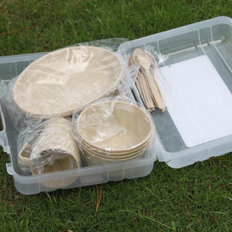 Outdoor Picnic Barbecue Portable Plastic Tableware Set Bowl Dish Cup Set Combination