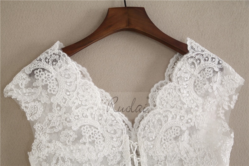 Elfenben/hvid blonde bryllupsjakke bolero kvinder snørebånd ryg brude bolero bryllup wrap blonde jakke boho wedding  fj31