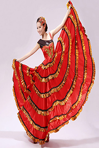 Volwassenen rode Flamenco jurk Spaanse Flamenco Dans Voor vrouwen Spaanse Senrite Flamenco Dancer Kostuum: 360degrees / L