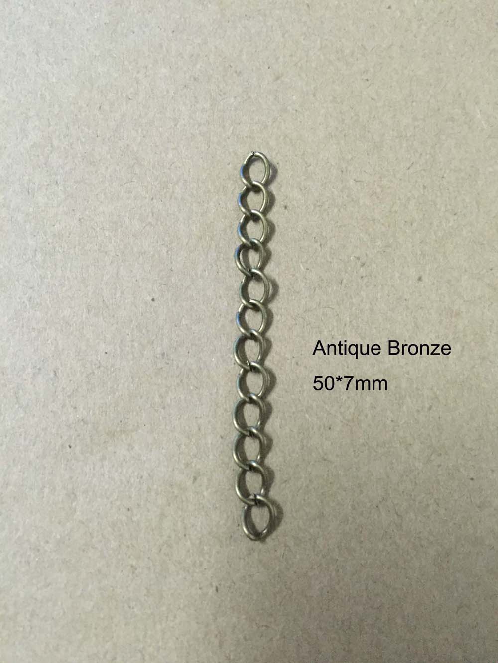 100 sztuk/partia naszyjnik łańcuch przedłużający luzem bransoletka rozszerzone łańcuchy ogon Extender dla DIY komponenty do wyrobu biżuterii: Antique Bronze50X7mm