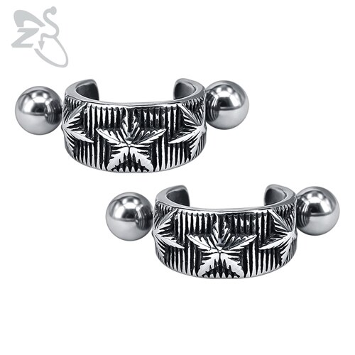 ZS-pendientes de aro de estilo Hip Hop para hombre, joyería de acero inoxidable 316L estilo Punk, 1 par de pendientes redondos pequeños de motorista, accesorios de rollo de roca: 7