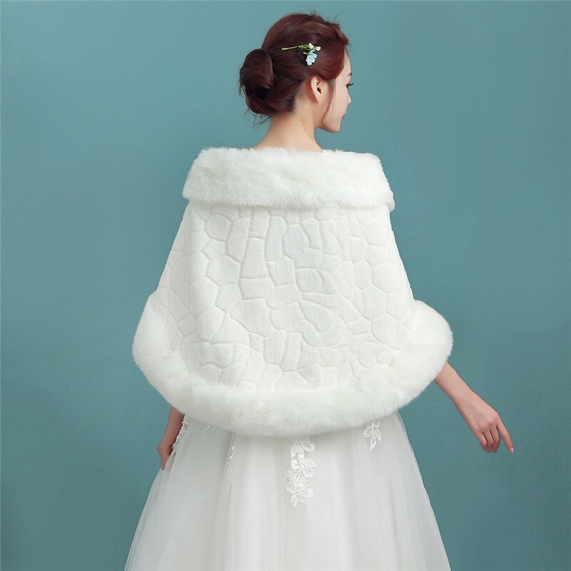 Chaqueta de novia de piel sintética para invierno, Boleros cálidos, lujosos, capa,
