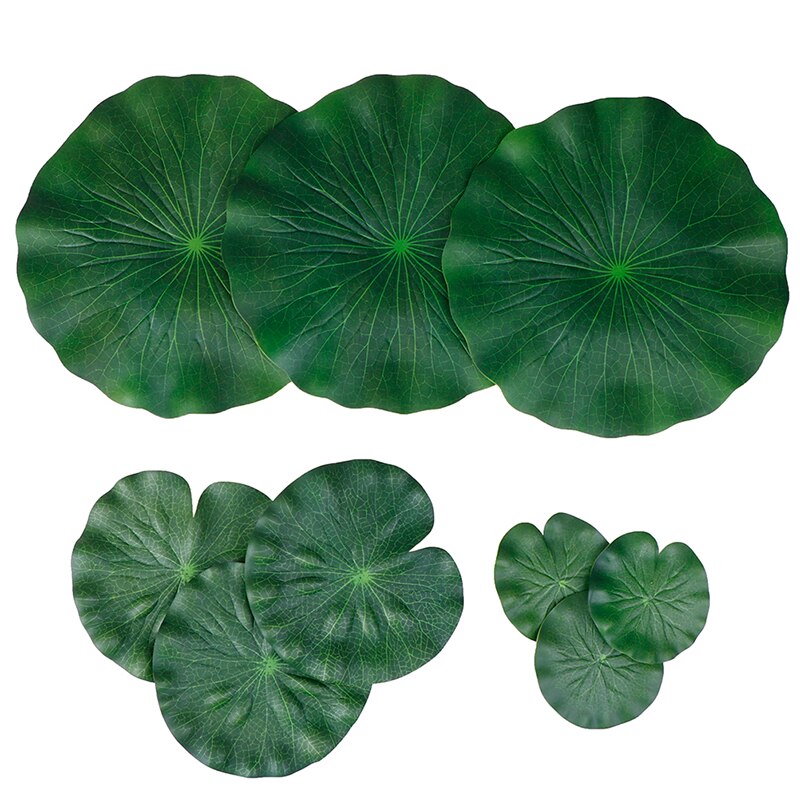 Pack Van 9 Kunstmatige Drijvende Schuim Lotus Bladeren Waterlelie Pads Ornamenten Groen | Perfect Voor Patio Koi Vijver zwembad Aquariu