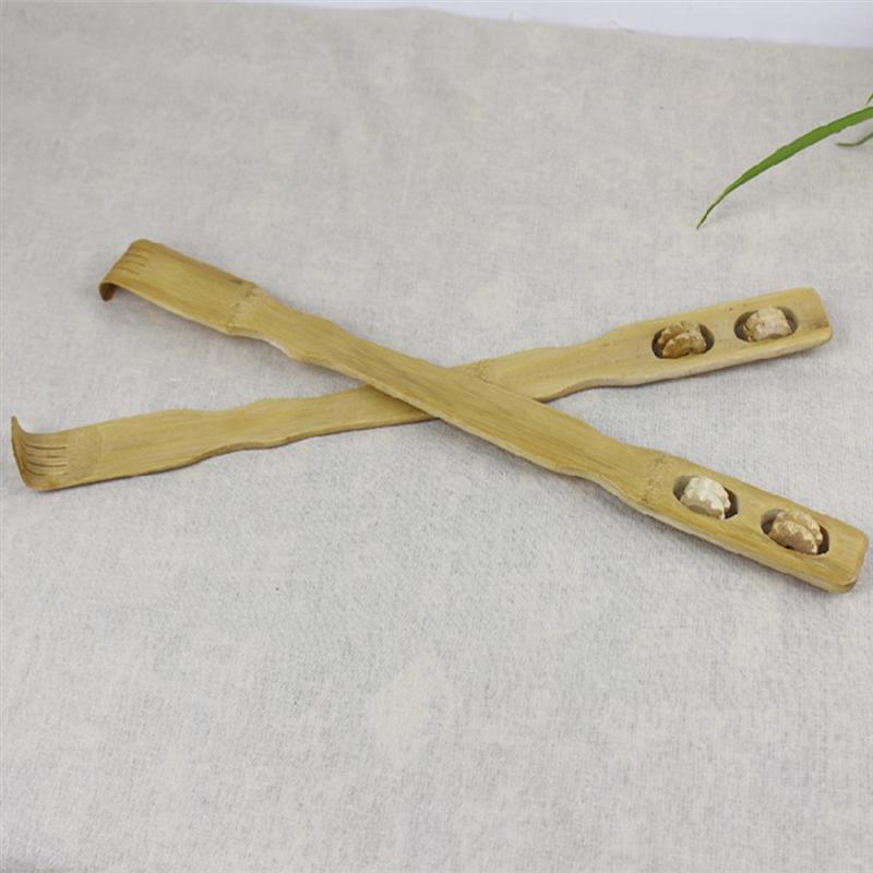 Back Scratchers Wooden Bamboo Hand Long Neck Back Shoulder With 2 Massage Rollers For Friend Family Novel Pregnant Women