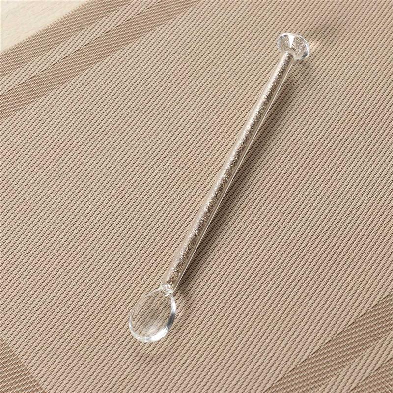 1PC Round Top Stir Stick Crystal Swizzle Stick Glass Cocktail Pick Shiny Gold Glitter Drink Stirrer for Bar Home Holidays Party