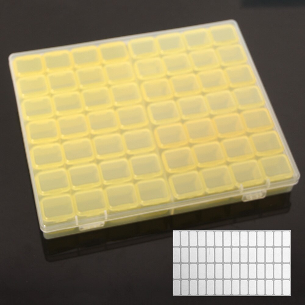 Diamond Painting 28/56/224 Slot Box Storage Accessories Tool Nail Art Rhinestone Bead Stone Storage Box Sewing Container: 56 grid yellow