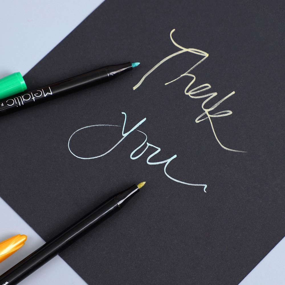 1pc 8 farger tegning maleri tusj penner metallisk farge penn for svart papir kunst rekvisita tusj skrivesaker materiale signatur penn