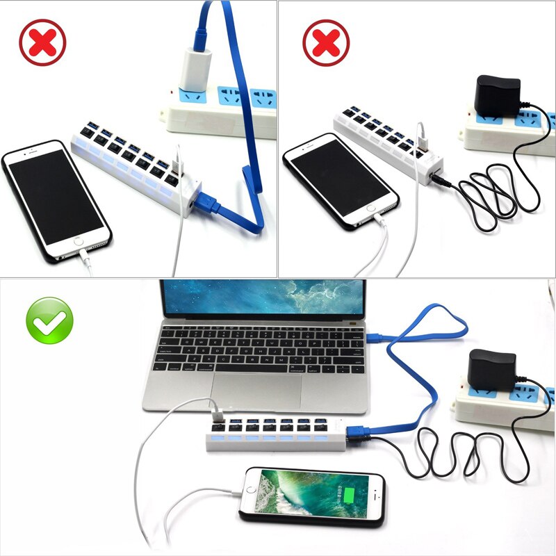 Hub usb 3.0 2.0 multi 4 7 porta usb divisor com adaptador de energia para computador portátil computador portátil acessórios vários usb hab