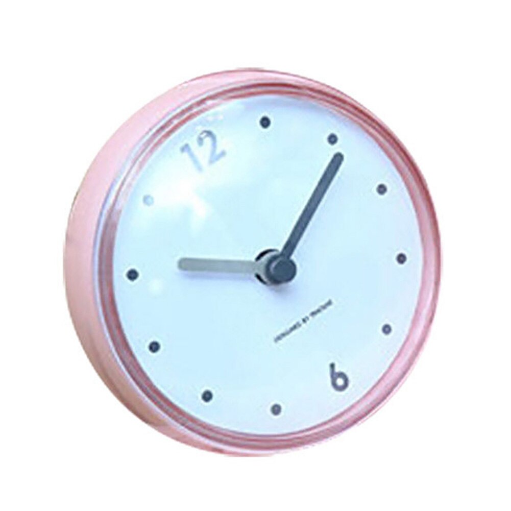 Wall Clock Waterproof Easy To Use Bathroom Suction Cup PVC Solid Home Decor Lightweight Easy Install Mirror Durable Kitchen: Pink