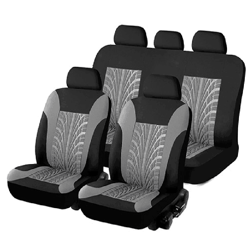 Car Seat Covers Set Universal Fit Most Cars Covers with Butterfly pattern Tire Track Detail Styling Protector covers for the car: B-Grey full set
