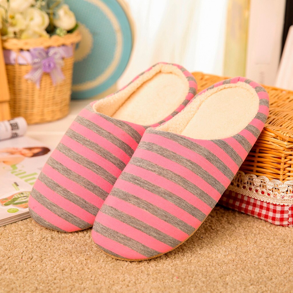 Pantoufles d'intérieur souples en peluche pour la maison, chaussures chaudes et plates pour femme, grande taille, antidérapantes, pour le Couple, #25: Pink / 40-41