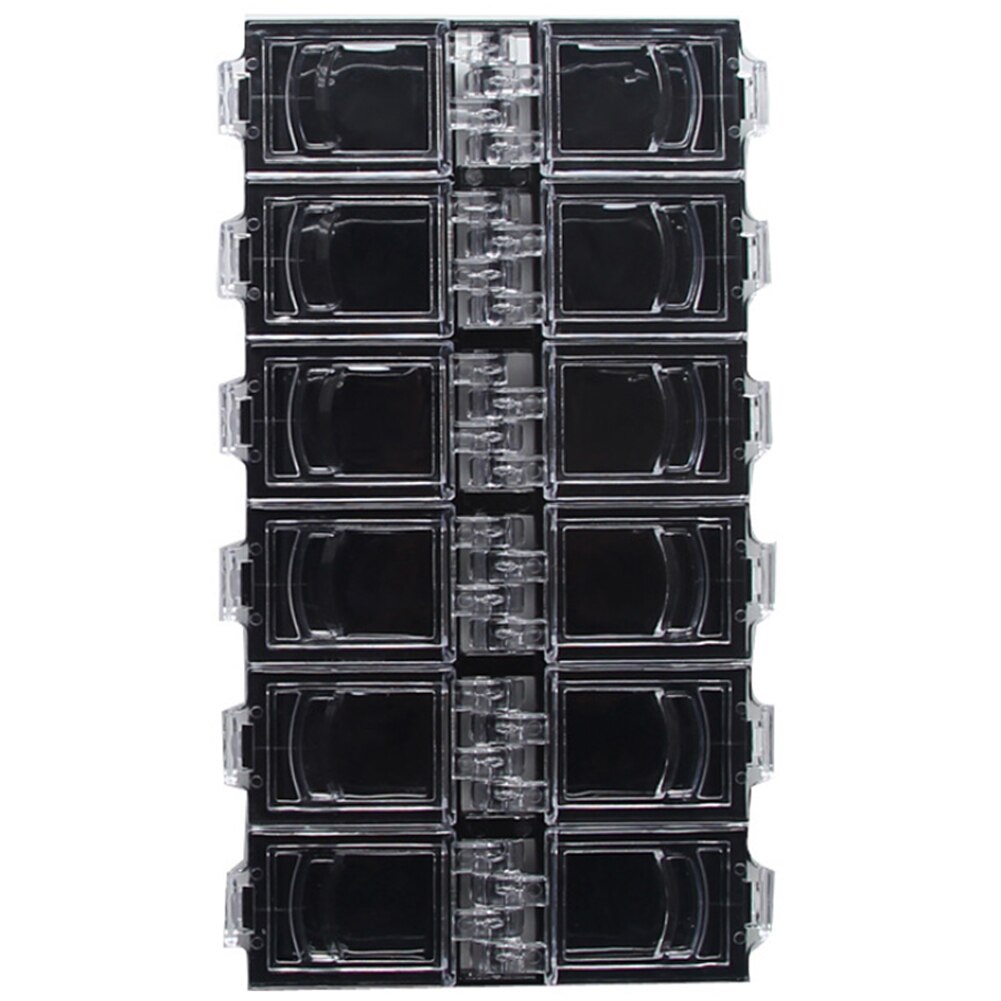Boîte de rangement strass conteneur Portable 12 grilles diamant cosmétique en plastique ongles bijoux organisateur boîte de rangement conteneur: Black
