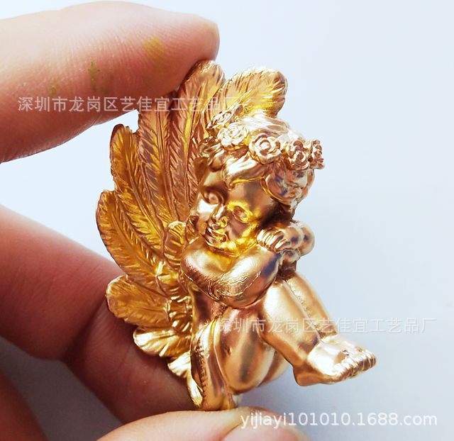 Décor réfrigérateur à aimant 3D | Aimant mignon européen, petit ange ablier or, aimants de réfrigérateur, résine autocollant de message, idée mignonne: angel 3-3.5x4.8cm
