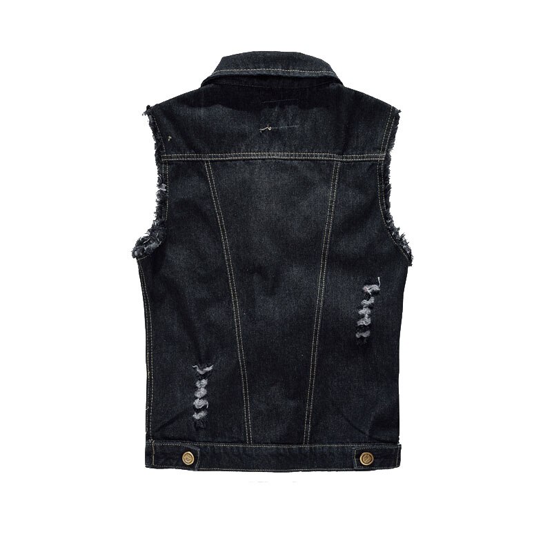 FALIZA Denim gilet hommes vestes sans manches mince noir vêtements d'extérieur hommes denim manteaux vestes débardeur Cowboy mâle déchiré veste MJ-I