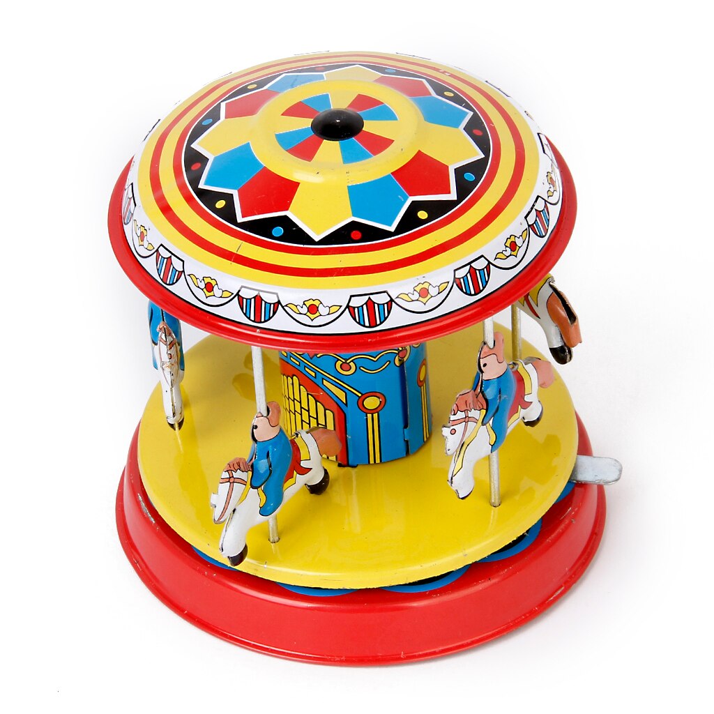 Colorful Carousel Model Tin Toys Collectible for Little Girls & Boys