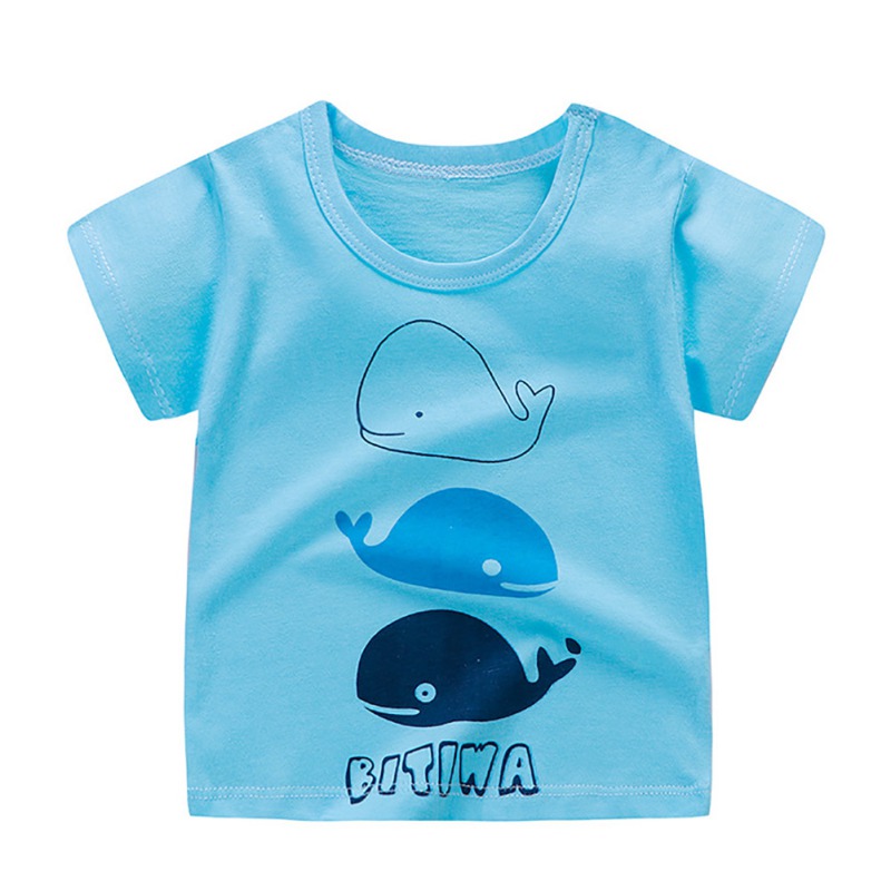 T-shirt à manches courtes pour bébés garçons et filles, en coton, avec dessin animé imprimé, été