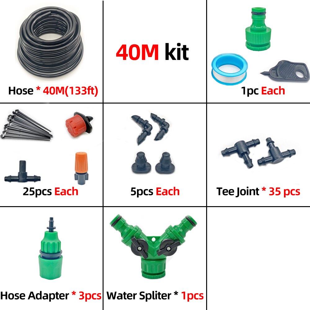 10-50M Garden Watering System Micro Drip Irrigation System Automatic Self Watering Kit Drippers Misting Cooling System: 40M