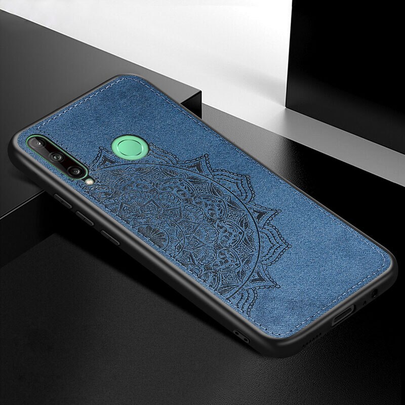 6.39 "Voor Huawei P40 Lite E Case Stof Doek Siliconen Bumper Hard Pc Cover Case Voor Huawei P40 lite E Fundas Bloemen: P40 Lite E / Blue