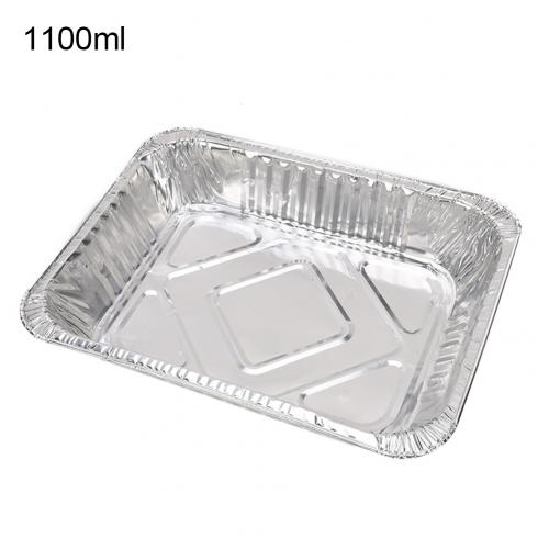 50Pcs Disposable Aluminum Foil Pans 260/450/600/850/1100ml Rectangle BBQ Tray Baking Pan Food Container Picnic Kitchen Tools: 1100ml