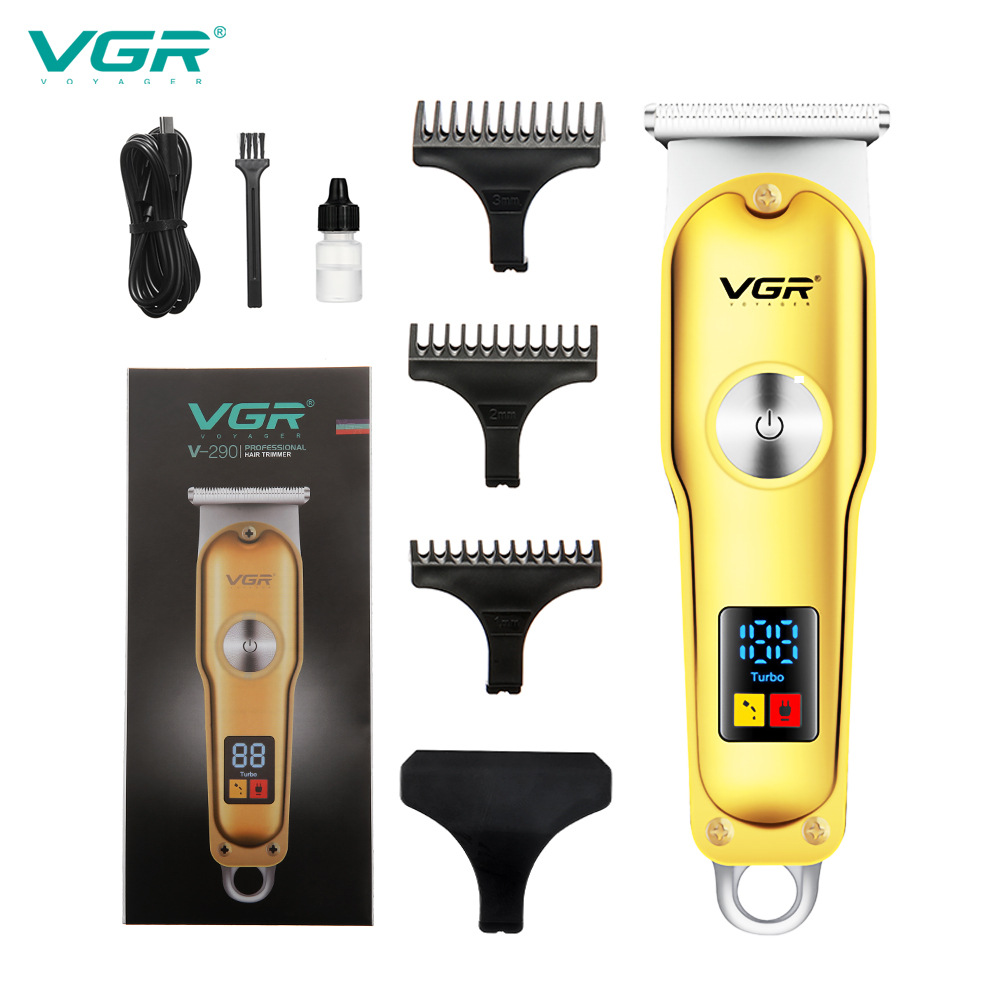 Vgr merke hårklipper mann lcd opprinnelig  t9 maskin alle metall v -290 trimmer skjegg hårklipp frisør kam personlig